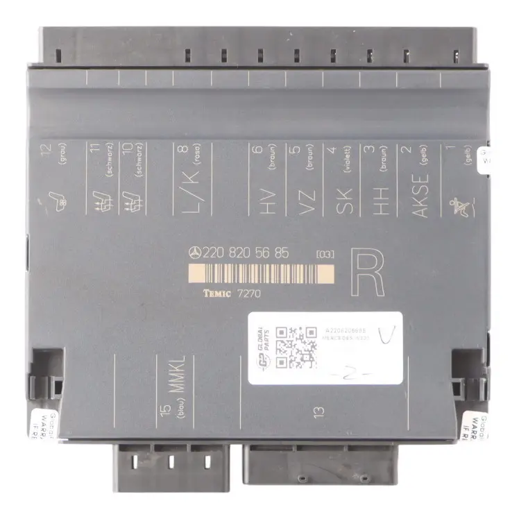 Front Right O/S Seat Module Control Unit ECU to Mercedes W220 with Part number A2208205685 Mercedes W220 Front Right O/S Seat Module Control Unit ECU - SKU A2208205685 - Part number A2208205685