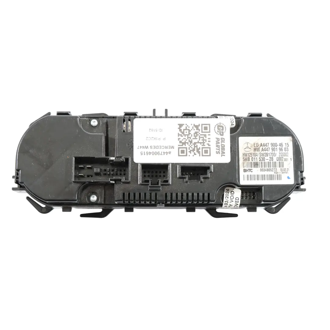 Condizionata A/C Cruscotto Pannello Controllo per Mercedes W447 Aria con numero di parte A4479004615 Mercedes W447 Aria Condizionata A/C Cruscotto Pannello Controllo - SKU A4479004615 - Numero di parte A4479004615