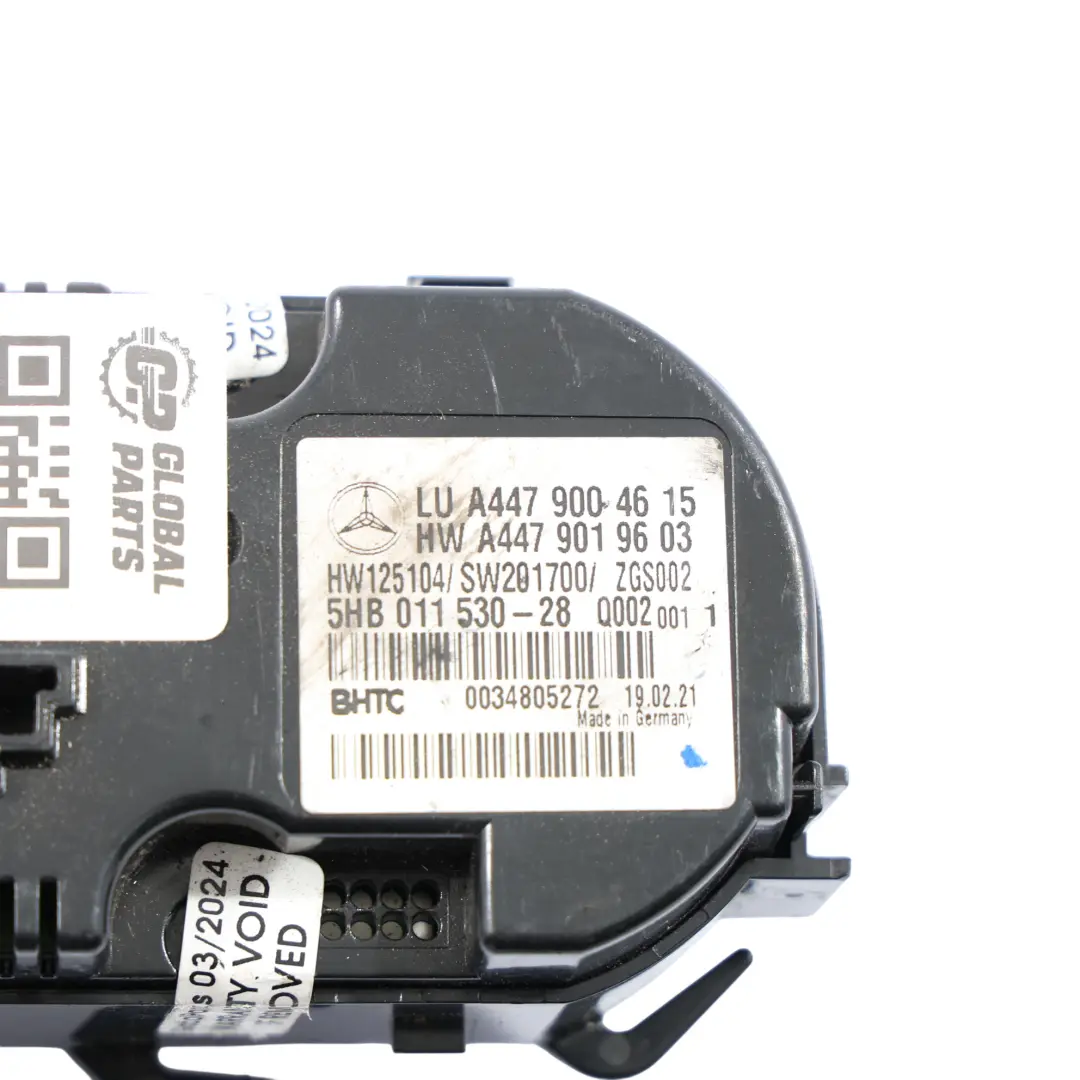 Conditioning A/C Dashboard Trim Control Panel to Mercedes W447 Air with Part number A4479004615 Mercedes W447 Air Conditioning A/C Dashboard Trim Control Panel - SKU A4479004615 - Part number A4479004615