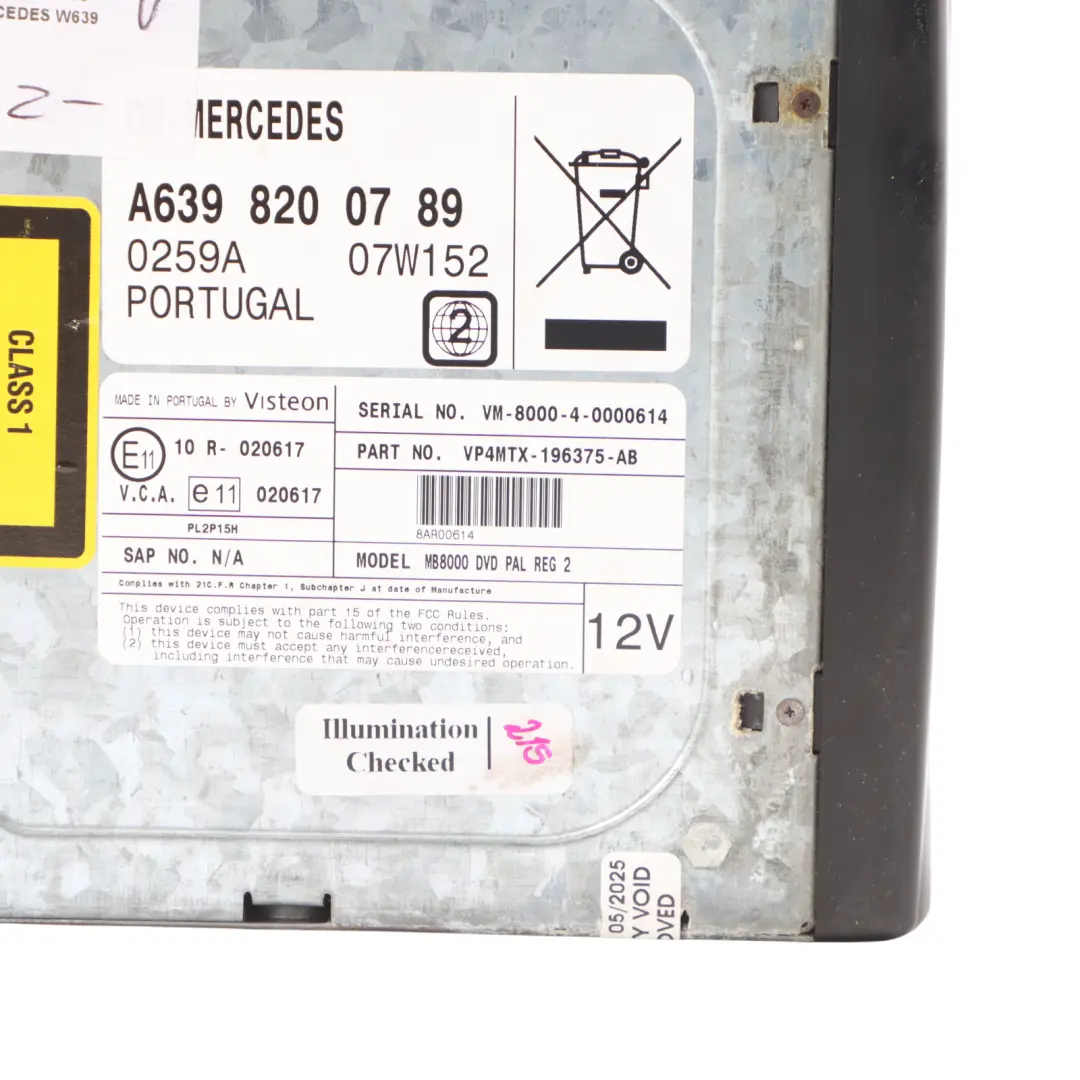 Player Radio Audio Head Unit to Mercedes W639 CD with Part number A6398200789 Mercedes W639 CD Player Radio Audio Head Unit - SKU A6398200789 - Part number A6398200789