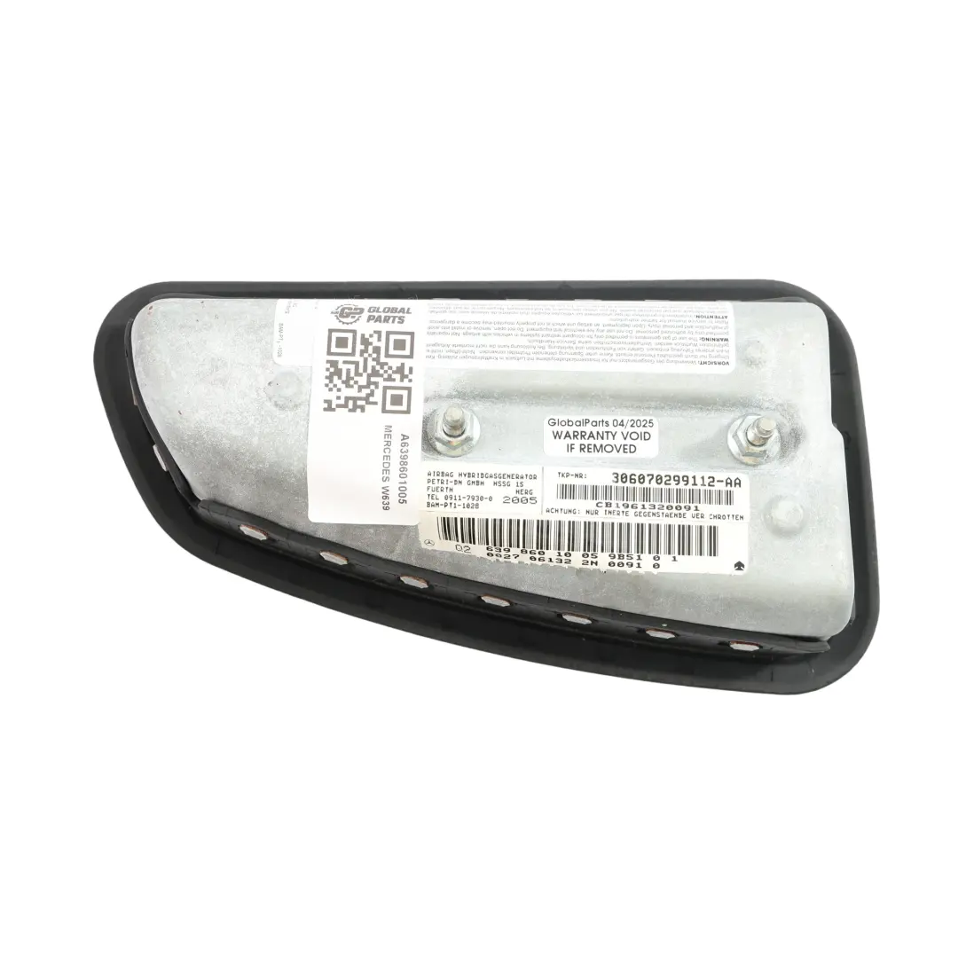 Mercedes Vito W639 Seat Side Backrest Air Module Driver's Side - SKU A6398601005 - Part number A6398601005