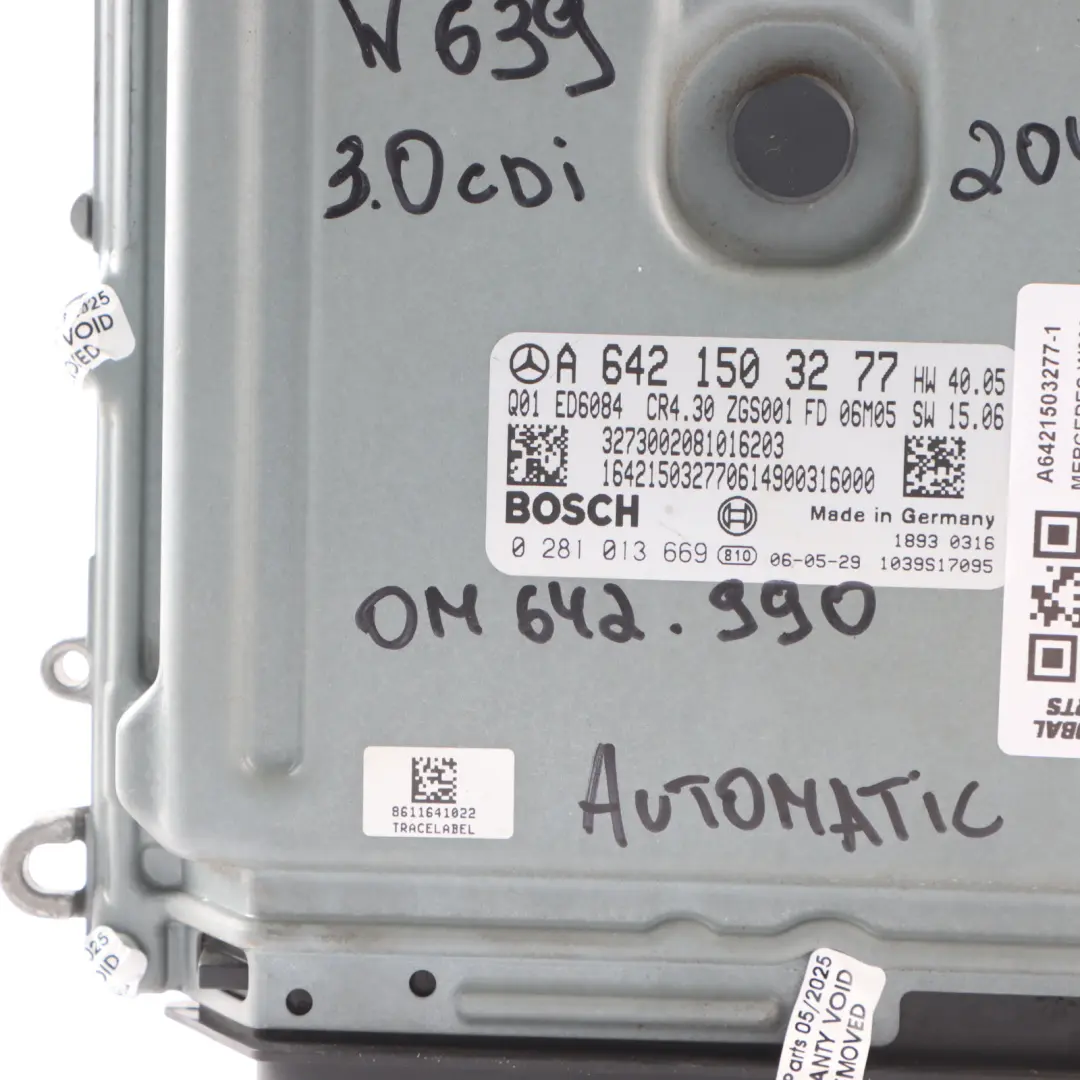 Mercedes Viano W639 3.0 CDI OM642.990 204HP Engine ECU Kit Automatic - SKU A6421503277-1 - Part number A6421503277