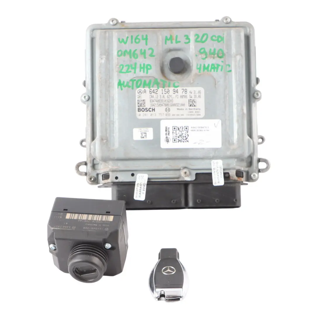 Mercedes W164 ML320 OM642.940 224PS 4Matic Motor ECU Kit A6421509478 Automatik