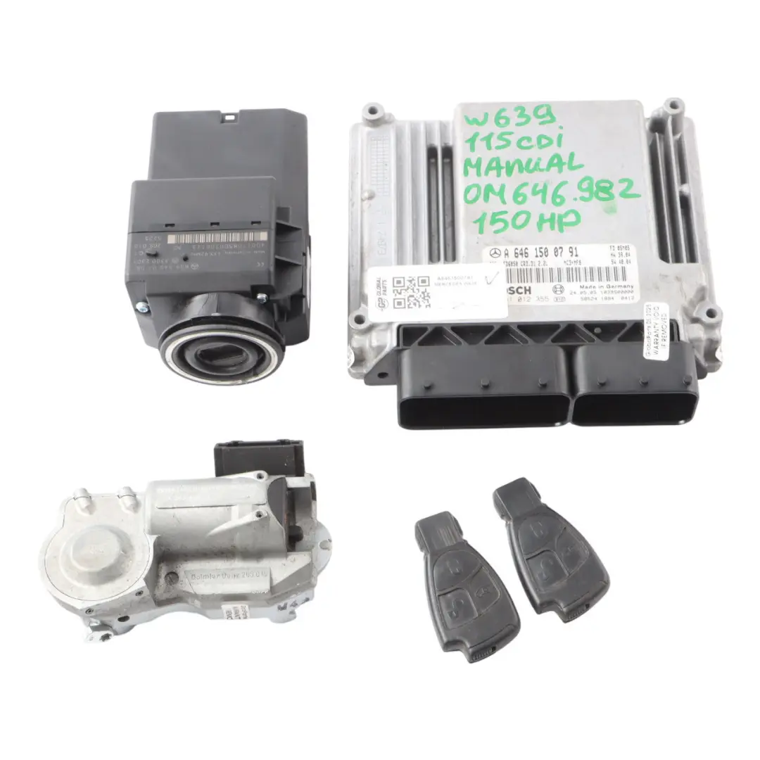 OM646.982 150HP Engine Module ECU Set Manual to Mercedes W639 115 CDI with Part number A6461500791 Mercedes W639 115 CDI OM646.982 150HP Engine Module ECU Set Manual - SKU A6461500791 - Part number A6461500791