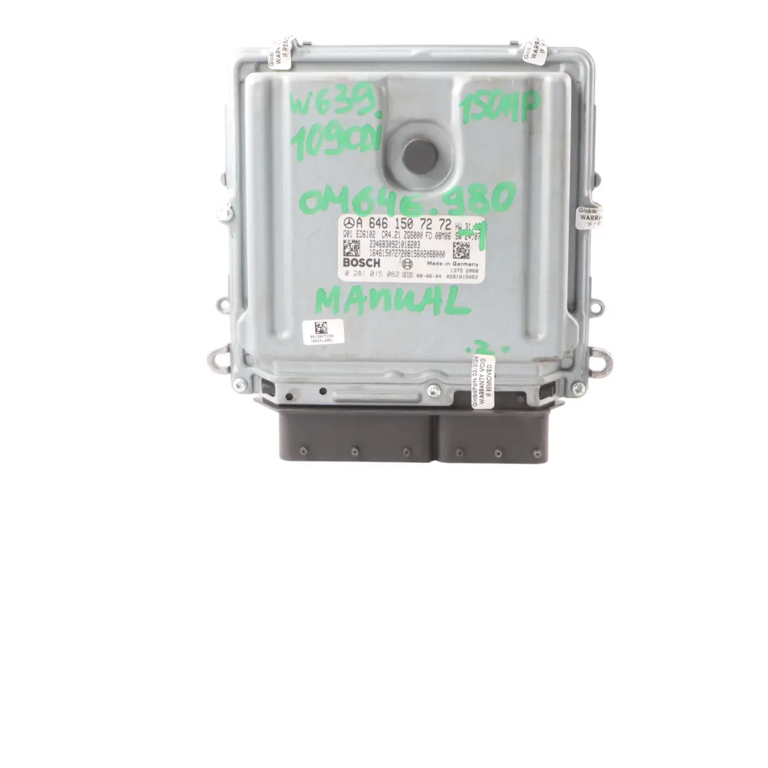 Mercedes W639 109CDI 646.980 95HP Engine Control Unit ECU Kit Manual - SKU A6461507272-2 - Part number A6461507272