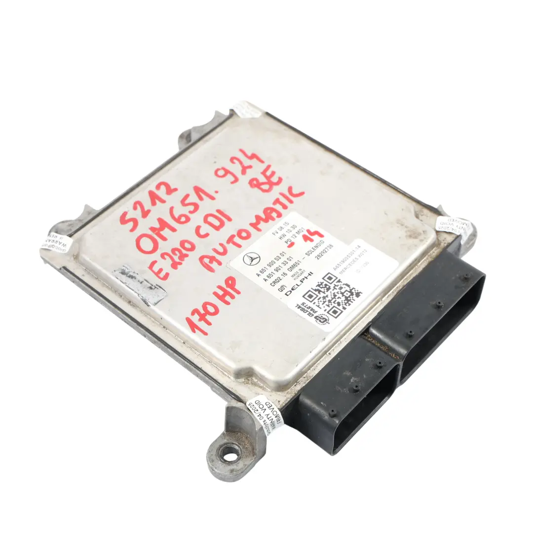 Mercedes S212 E220CDI OM651.924 170HP Engine Control Unit ECU Kit - SKU A6519005301-14 - Part number A6519005301