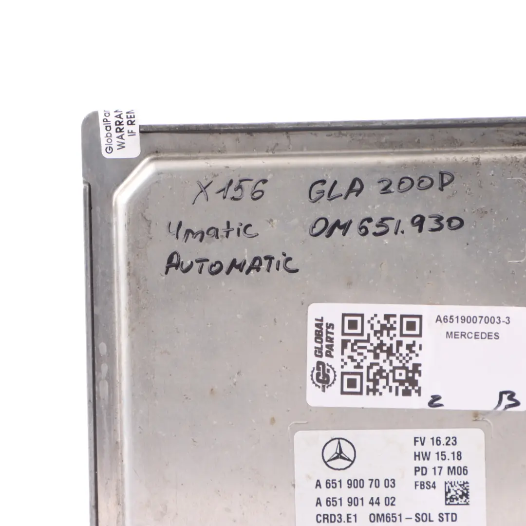 Mercedes GLA 220d X156 4matic 651.930 177HP Engine ECU Automatic - SKU A6519007003-3 - Part number A6519007003