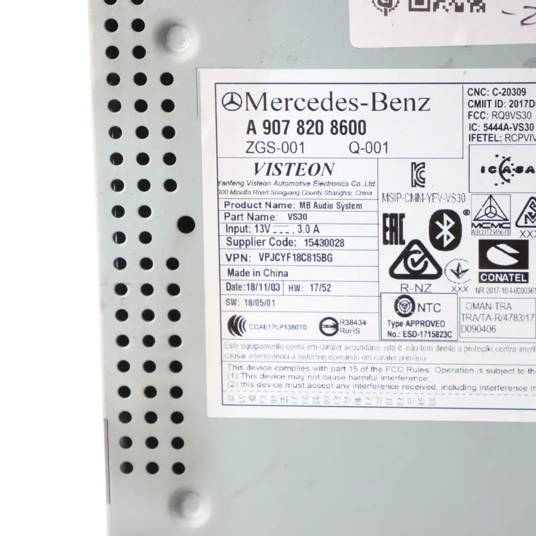 Mercedes Sprinter W907 Radio Audio System Control Unit Module - SKU A9078208600-1 - Part number A9078208600