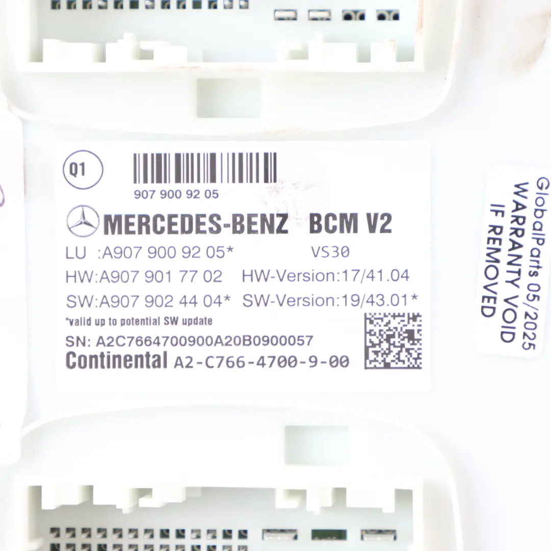 W907 W910 Modulo Controllo Carrozzeria BCM V2 ECU per Mercedes Sprinter con numero di parte A9079009205 Mercedes Sprinter W907 W910 Modulo Controllo Carrozzeria BCM V2 ECU - SKU A9079009205 - Numero di parte A9079009205