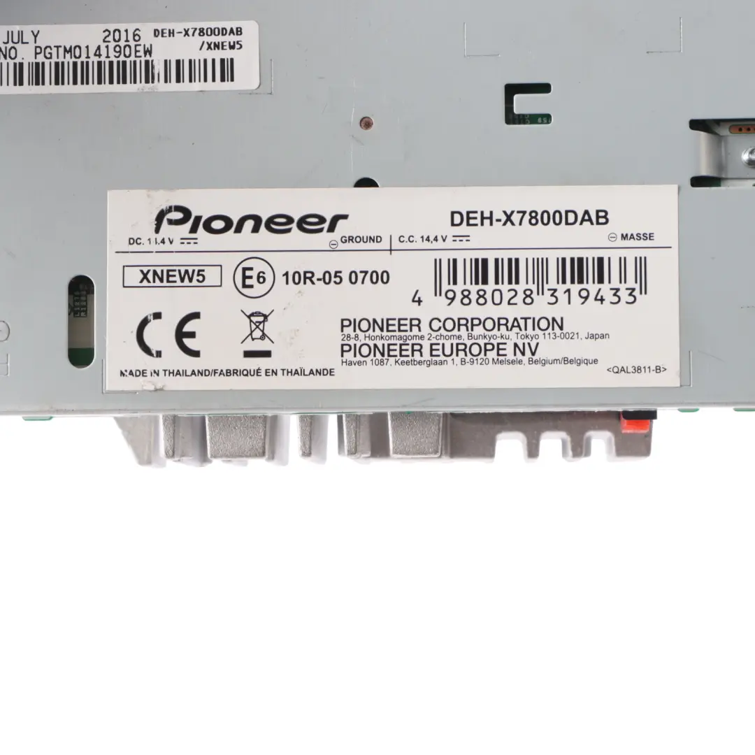  Original Pioneer Radio Player CD Bluetooth DAB USB AUX Audio - SKU DEH-X7800DAB - Teilenummer DEH-X7800DAB