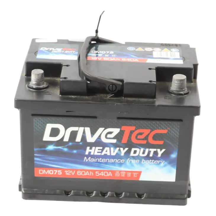 DriveTec Heavy Duty 12V Accumulator Battery 60Ah 540A DM075 to with Part number DRIVETEC-60AH DriveTec Heavy Duty 12V Accumulator Battery 60Ah 540A DM075 - SKU DRIVETEC-60AH - Part number DRIVETEC-60AH