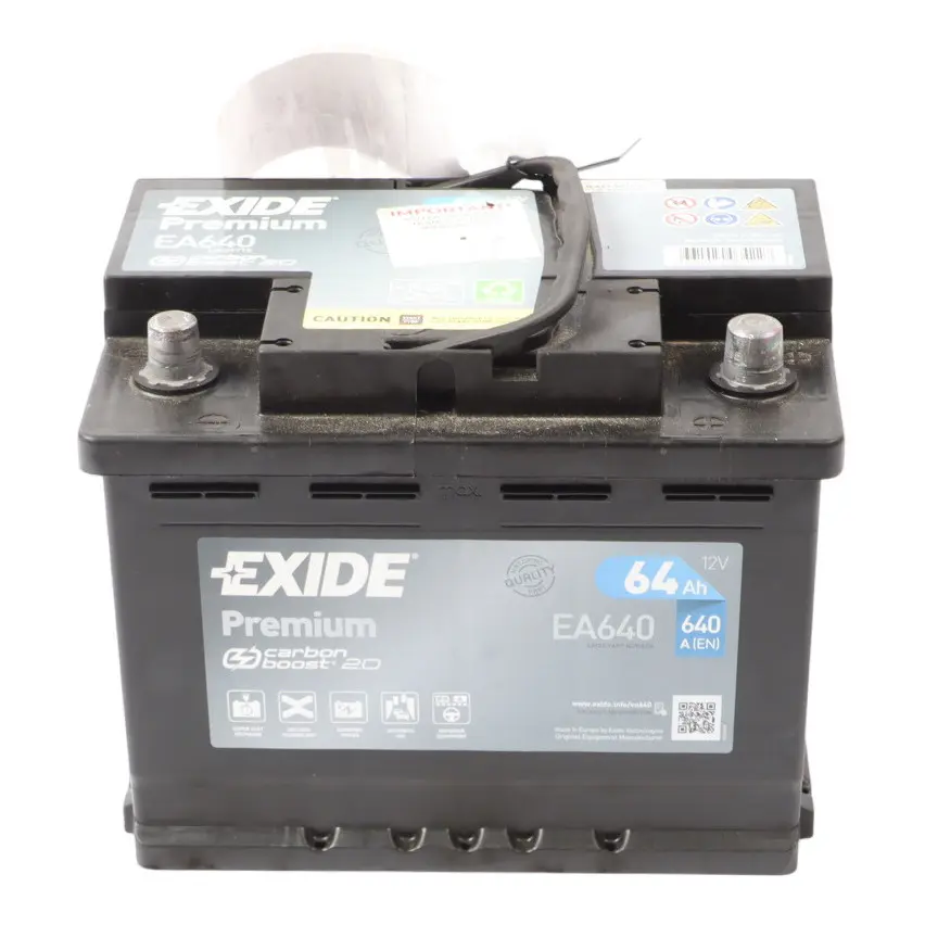 Exide Car Battery Accumulator Premium Carbon Boost 2.0 EA640 64Ah 640A to with Part number EXIDE-CARBON-64A Exide Car Battery Accumulator Premium Carbon Boost 2.0 EA640 64Ah 640A - SKU EXIDE-CARBON-64A - Part number EXIDE-CARBON-64A