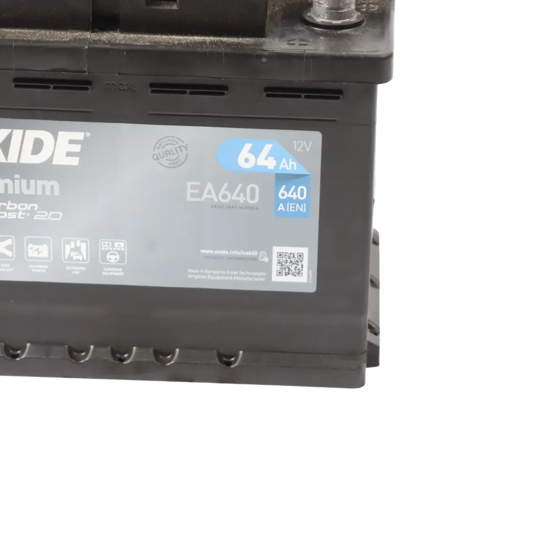  Exide Car Battery Accumulator Premium Carbon Boost 2.0 EA640 64Ah 640A - SKU EXIDE-CARBON-64A - Part number EXIDE-CARBON-64A