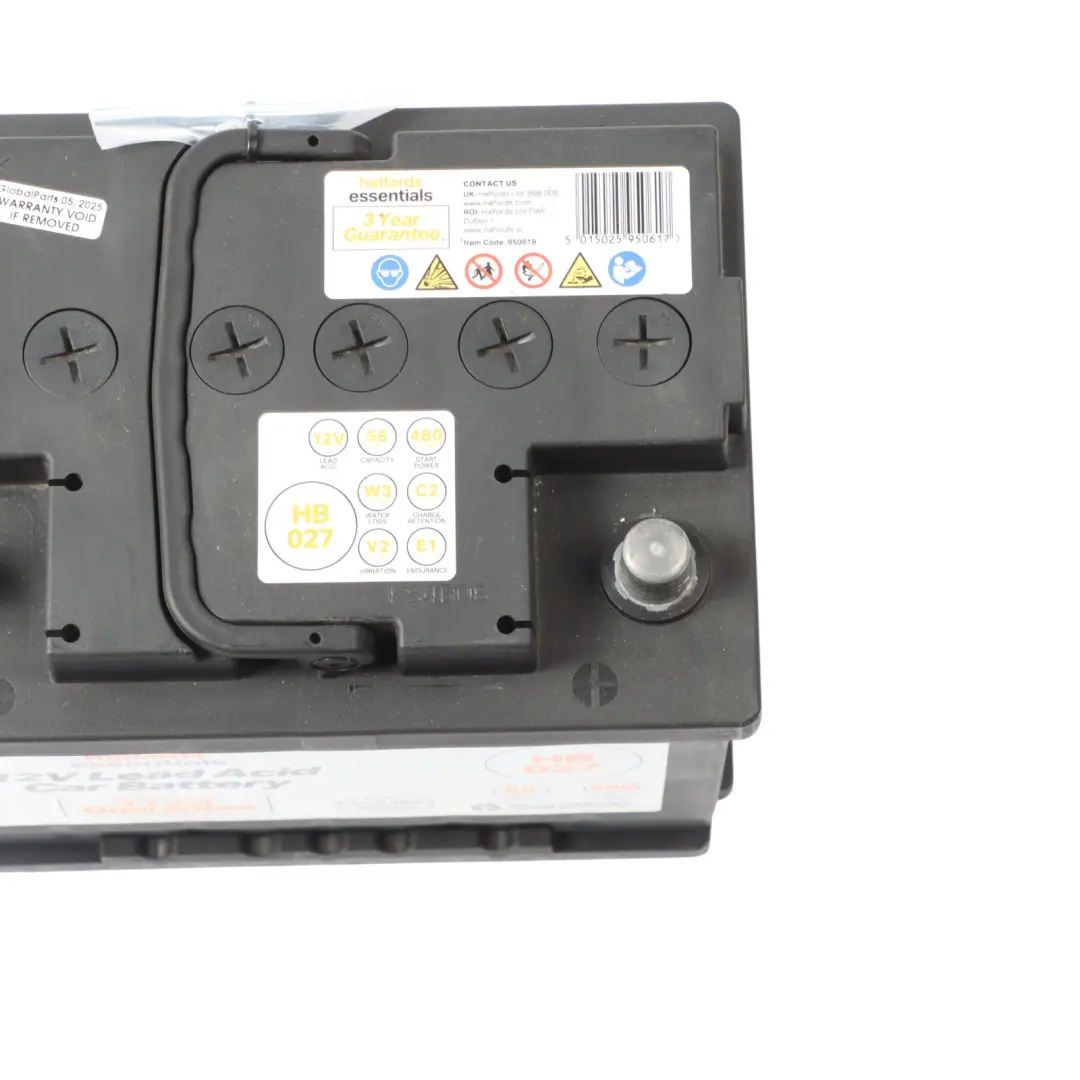 Halfords Essentials 12V Lead Acid Car Accumulator Battery 56Ah 480A HB027 to with Part number HALFORDS-56AH Halfords Essentials 12V Lead Acid Car Accumulator Battery 56Ah 480A HB027 - SKU HALFORDS-56AH - Part number HALFORDS-56AH