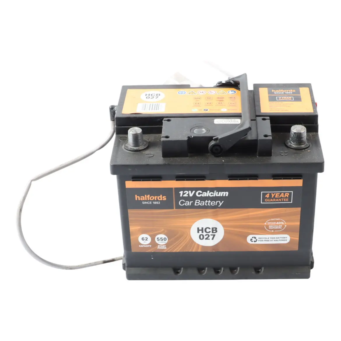 Halfords 12V Calcium Accumulator Battery Electrical Unit 62Ah 550A HCB027