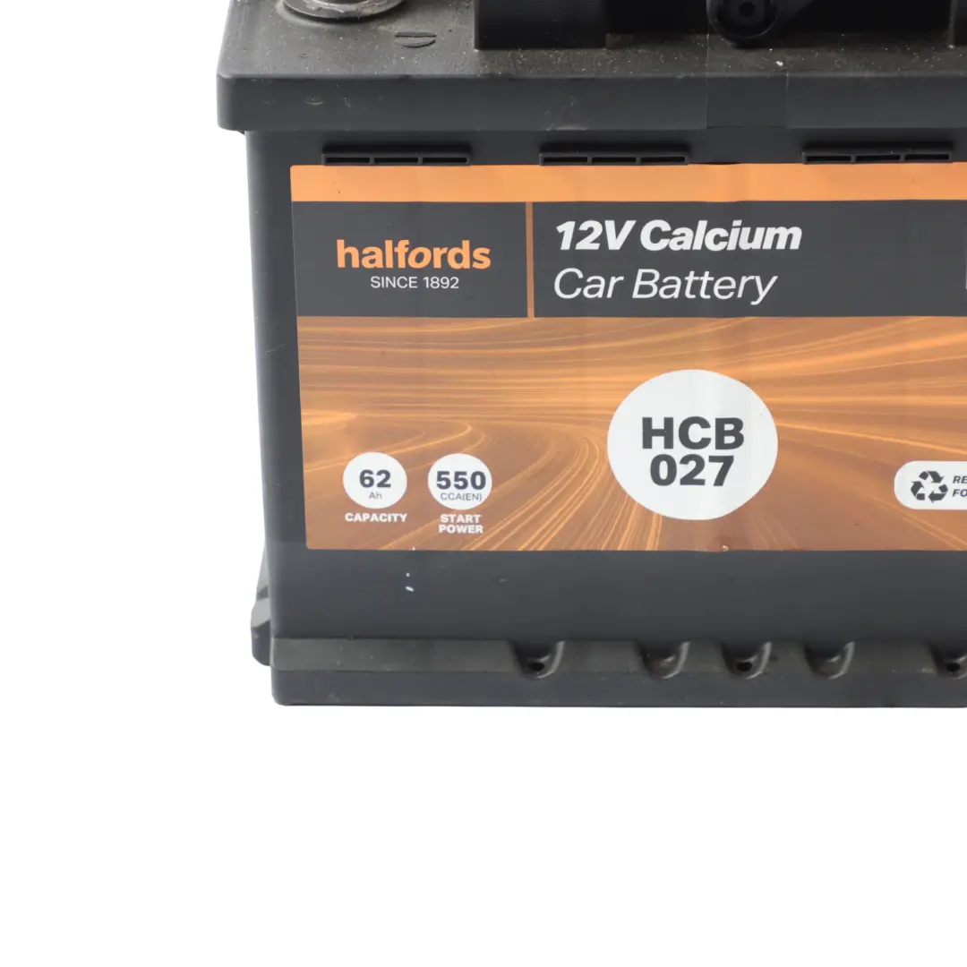 Halfords 12V Calcium Accumulator Battery Electrical Unit 62Ah 550A HCB027 to with Part number HALFORDS-62AH-2 Halfords 12V Calcium Accumulator Battery Electrical Unit 62Ah 550A HCB027 - SKU HALFORDS-62AH-2 - Part number HALFORDS-62AH-2