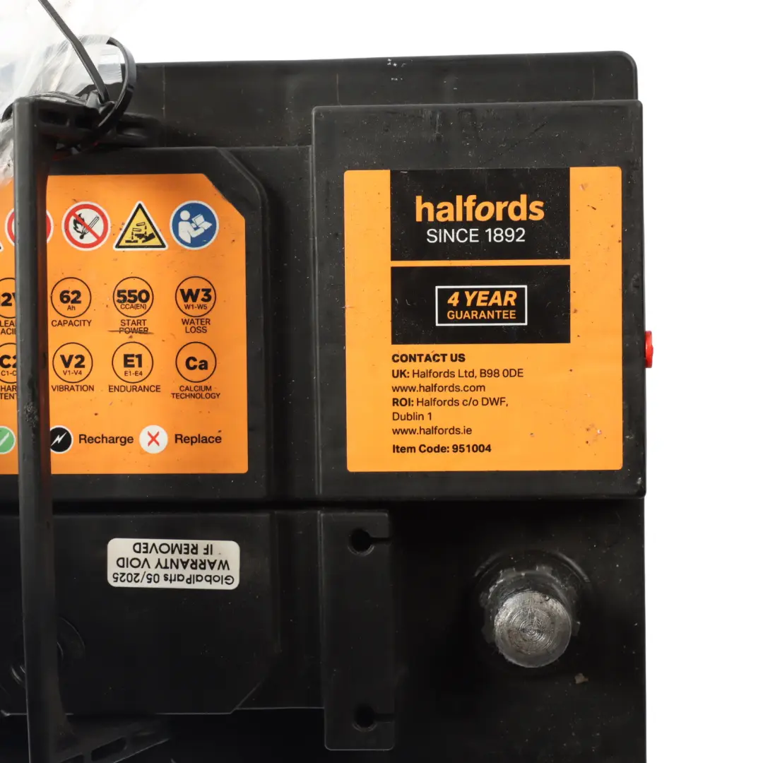 Halfords 12V Calcium Accumulator Battery Electrical Unit 62Ah 550A HCB027 to with Part number HALFORDS-62AH-2 Halfords 12V Calcium Accumulator Battery Electrical Unit 62Ah 550A HCB027 - SKU HALFORDS-62AH-2 - Part number HALFORDS-62AH-2