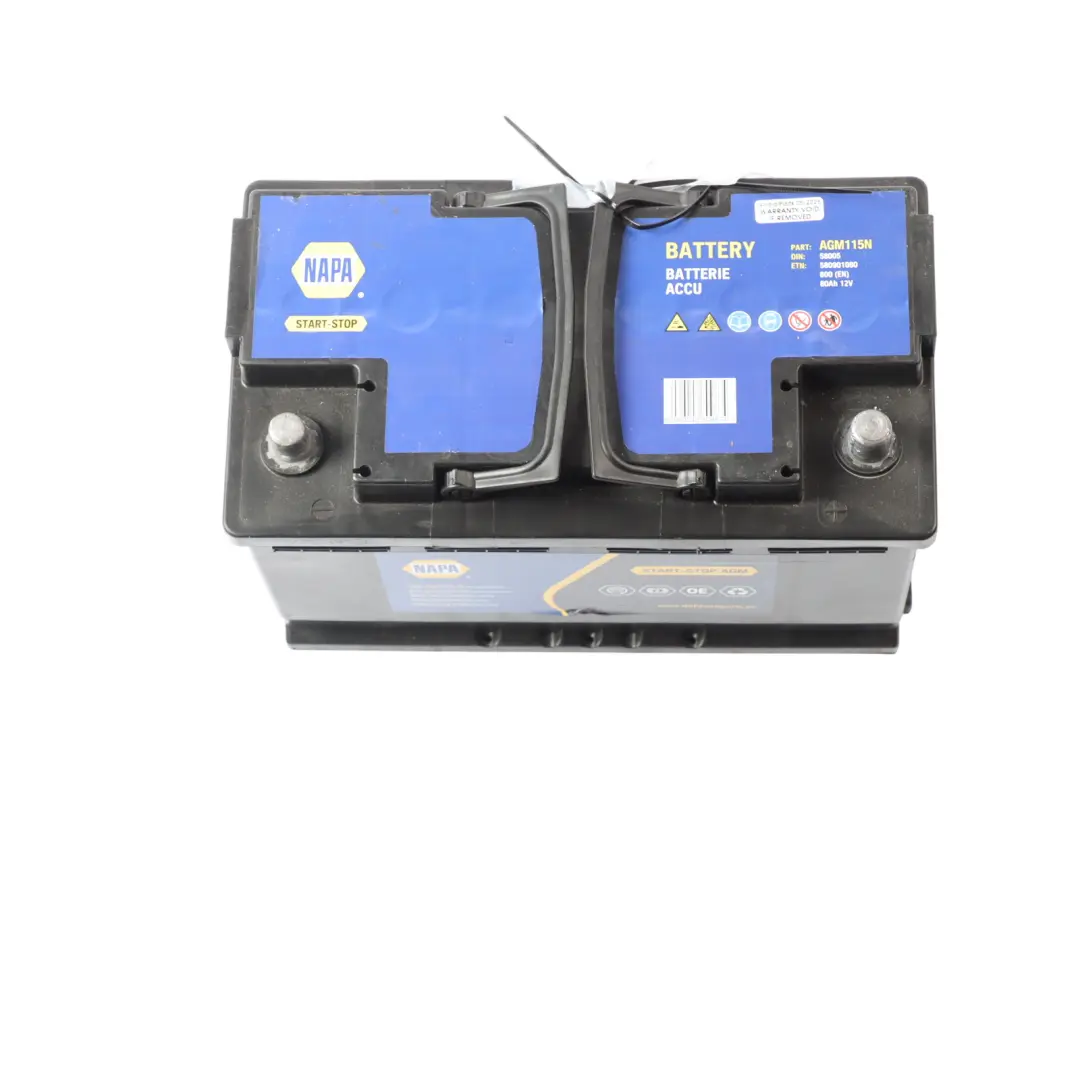  NAPA AGM Accumulator Car Battery Electrical Unit 80Ah 800A 12V AGM115N - SKU NAPA-AGM-80AH - Part number NAPA-80AH