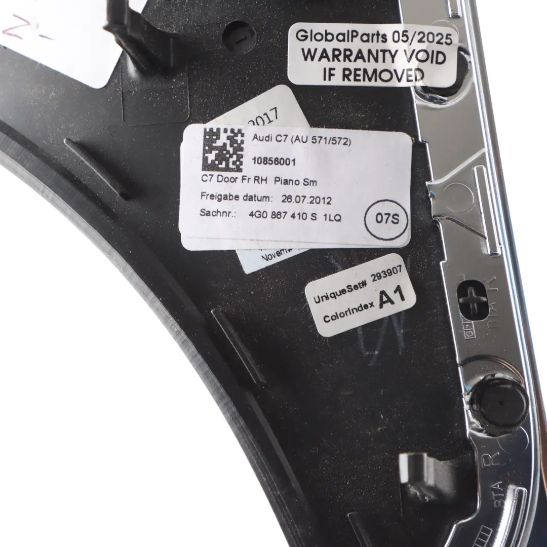 Door Card Trim Decor Garnish Strip Front Right O/S Black to Audi A6 C7 with Part number 4G0867410 Audi A6 C7 Door Card Trim Decor Garnish Strip Front Right O/S Black - SKU RHD-4G0867410 - Part number 4G0867410