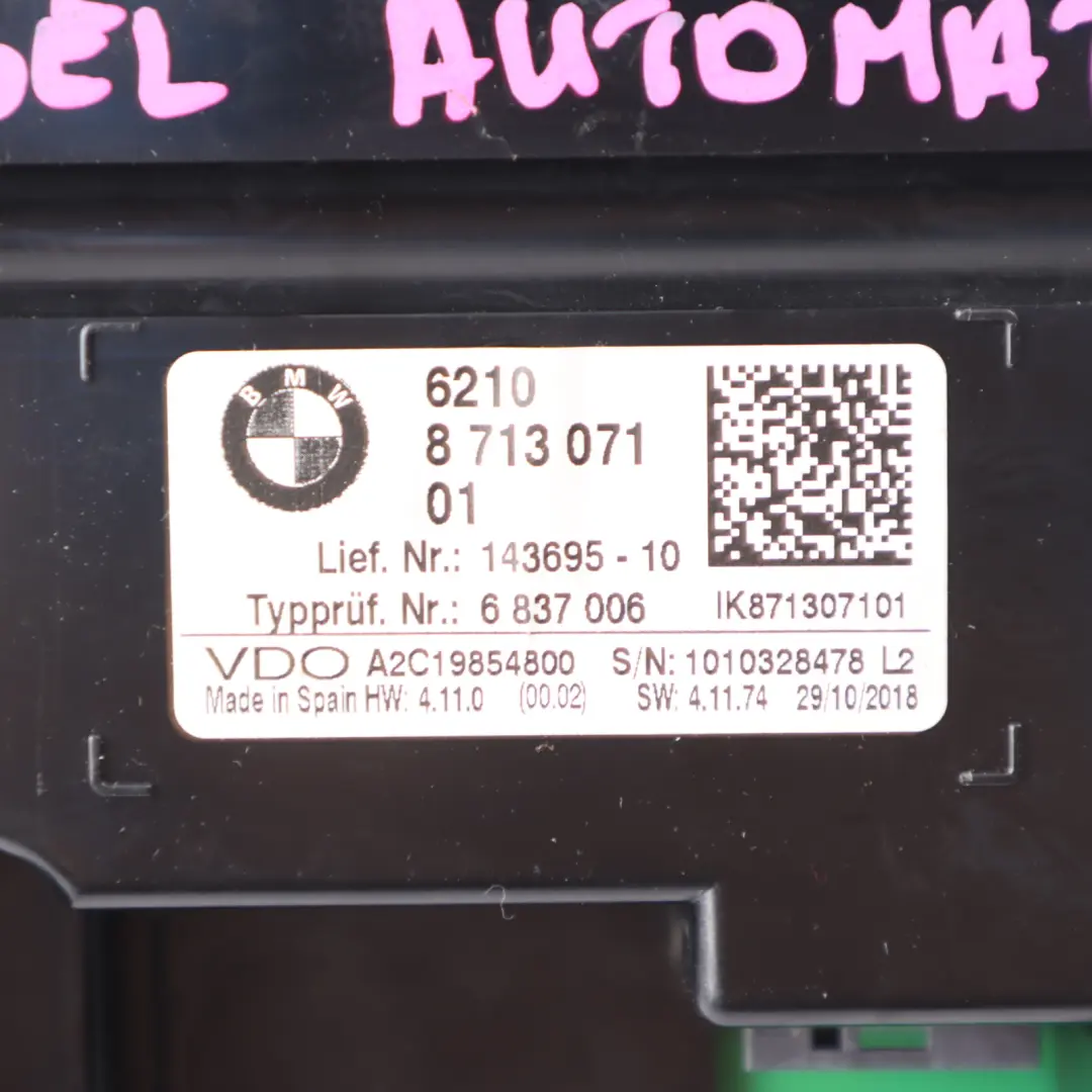 Instrument Cluster BMW F20 F21 LCI Speedometer Clocks Automatic Diesel to with Part number 8713071 Instrument Cluster BMW F20 F21 LCI Speedometer Clocks Automatic Diesel - SKU RHD-8713071-1 - Part number 8713071