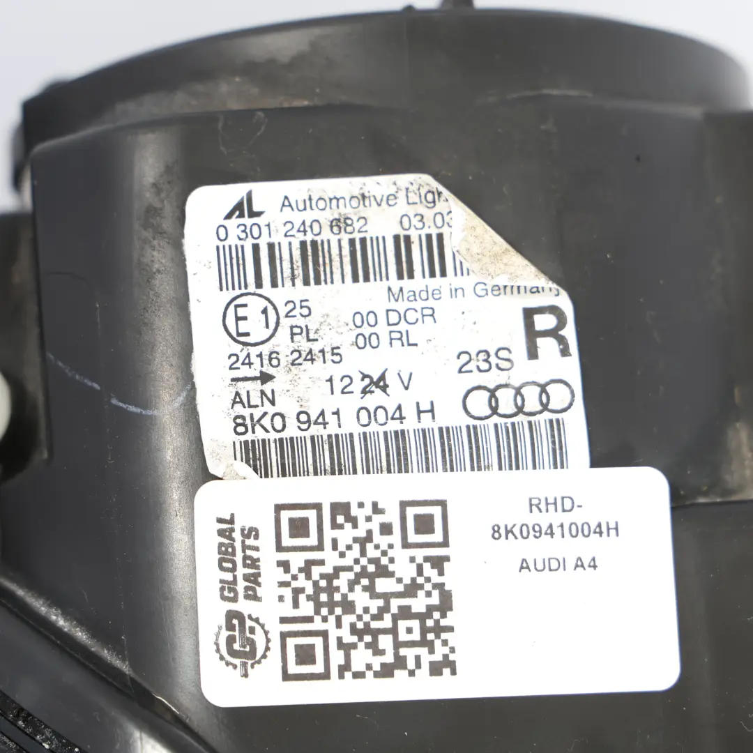 Headlight Headlamp Lamp Light Front Right O/S to Audi A4 B8 with Part number 8K0941004H Audi A4 B8 Headlight Headlamp Lamp Light Front Right O/S - SKU RHD-8K0941004H - Part number 8K0941004H