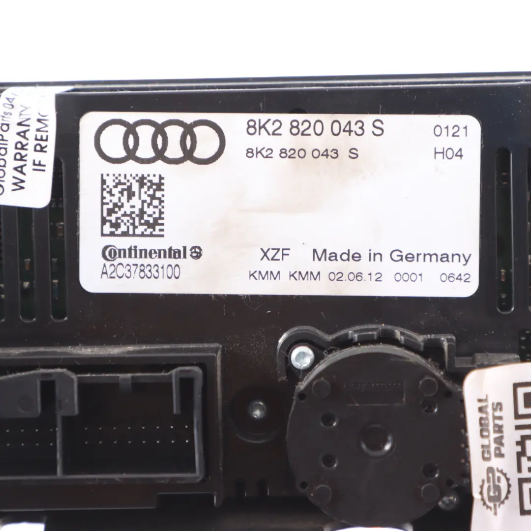 Conditioning Control Panel Heater Switch to Audi A4 B8 A5 8T Air with Part number 8K2820043S Audi A4 B8 A5 8T Air Conditioning Control Panel Heater Switch - SKU RHD-8K2820043S - Part number 8K2820043S