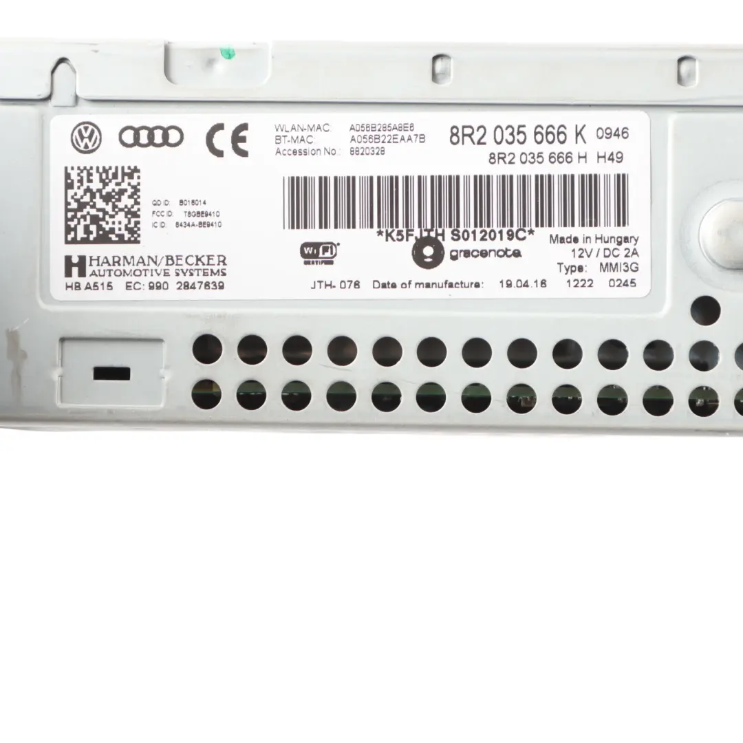 Multimedia Sat Nav MMI 3G Radio Player Unit Harman to Audi A5 8T with Part number 8R2035666K Audi A5 8T Multimedia Sat Nav MMI 3G Radio Player Unit Harman - SKU RHD-8R2035666K - Part number 8R2035666K