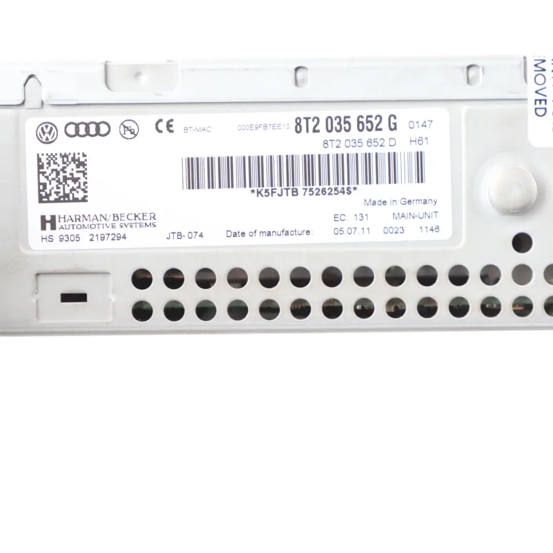 Sat Navi Stereo Radio Audio MMI Head Unit CD Player to Audi A5 8T A4 B8 with Part number 8T2035652G Audi A5 8T A4 B8 Sat Navi Stereo Radio Audio MMI Head Unit CD Player - SKU RHD-8T2035652G-1 - Part number 8T2035652G