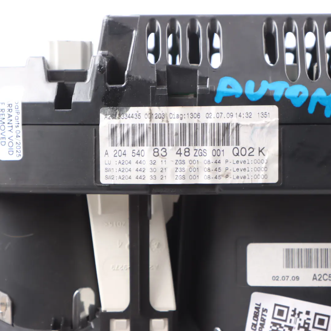 Instrument Cluster Mercedes W204 C220 Diesel Speedo Clocks Automatic to with Part number A2045408348 Instrument Cluster Mercedes W204 C220 Diesel Speedo Clocks Automatic - SKU RHD-A2045408348 - Part number A2045408348