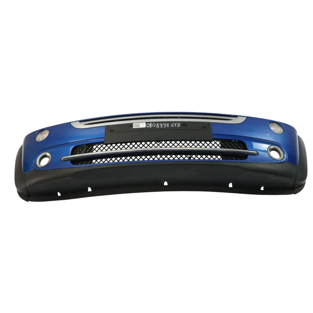 Front Bumper Complete Trim Panel Hyper Blue Metallic - A28 to Mini R50 R52 with Part number 0308998 Mini R50 R52 Front Bumper Complete Trim Panel Hyper Blue Metallic - A28 - SKU 0308998-HYB - Part number 0308998