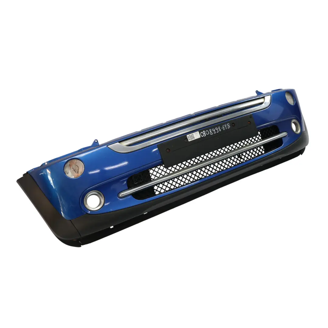 Front Bumper Complete Trim Panel Hyper Blue Metallic - A28 to Mini R50 R52 with Part number 0308998 Mini R50 R52 Front Bumper Complete Trim Panel Hyper Blue Metallic - A28 - SKU 0308998-HYB - Part number 0308998