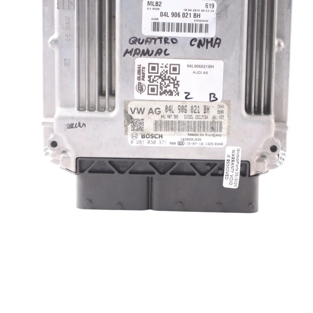 Audi A5 8T 2.0 TDI CNHA 190HP Quattro Engine Control Unit ECU Manual - SKU 04L906021BH - Part number 04L906021BH
