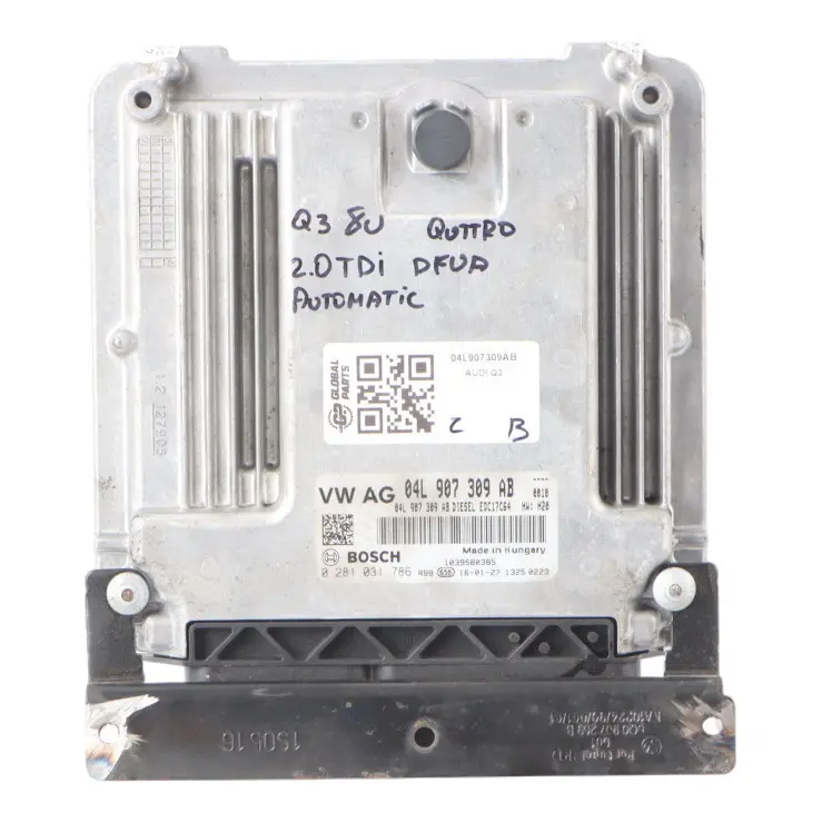 DFUA 184HP Quattro ECU Di Controllo Del Motore per Audi Q3 8U 2.0 TDI con numero di parte 04L907309AB Audi Q3 8U 2.0 TDI DFUA 184HP Quattro ECU Di Controllo Del Motore - SKU 04L907309AB - Numero di parte 04L907309AB
