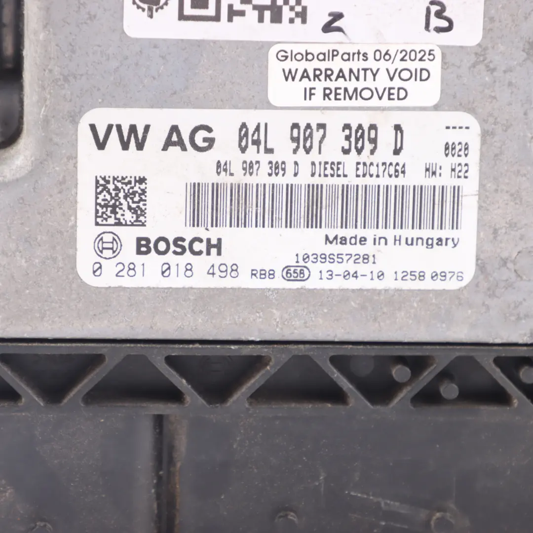 Audi A3 8V 2.0 TDI CRBC 150HP Engine Control Module Unit ECU Manual - SKU 04L907309D-1 - Part number 04L907309D