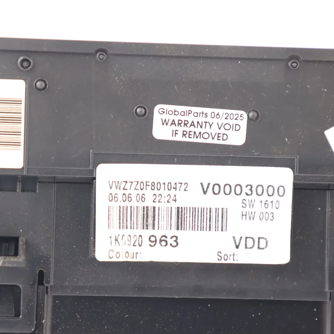 Mk5 V GTI Instrument Cluster Speedometer Clocks to Golf with Part number 1K6920963 Golf Mk5 V GTI Instrument Cluster Speedometer Clocks - SKU RHD-1K6920963 - Part number 1K6920963