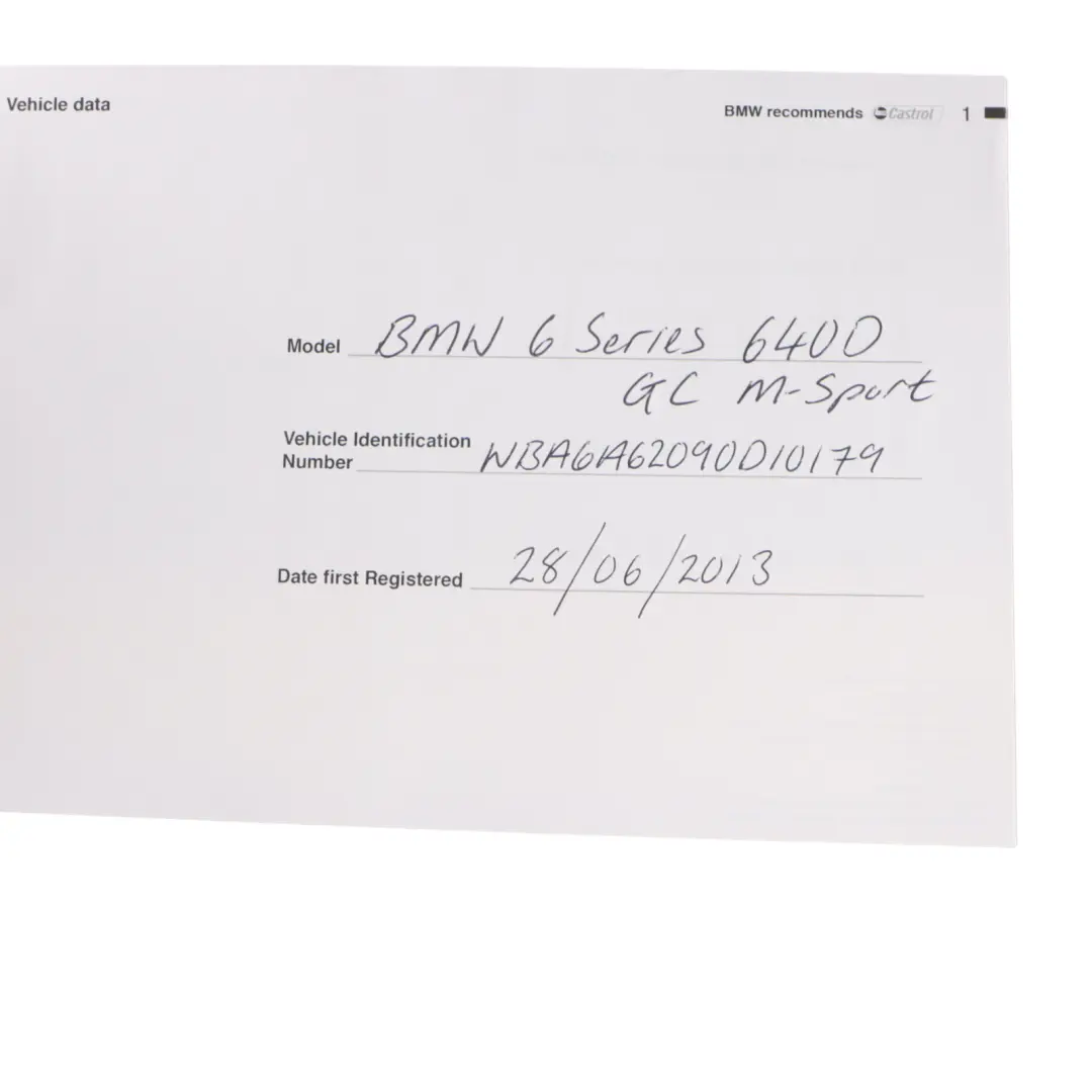 Service Booklet Owner's Handbook Set Pouch Case Wallet to BMW F06 Gran Coupe with Part number 2924417 BMW F06 Gran Coupe Service Booklet Owner's Handbook Set Pouch Case Wallet - SKU 2924417 - Part number 2924417