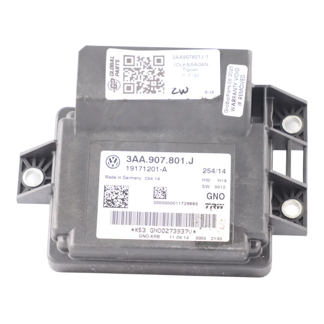 Volkswagen Tiguan 5N Frein stationnement Module main Unité contrôle - SKU 3AA907801J-1 - Numéro de pièce 3AA907801J