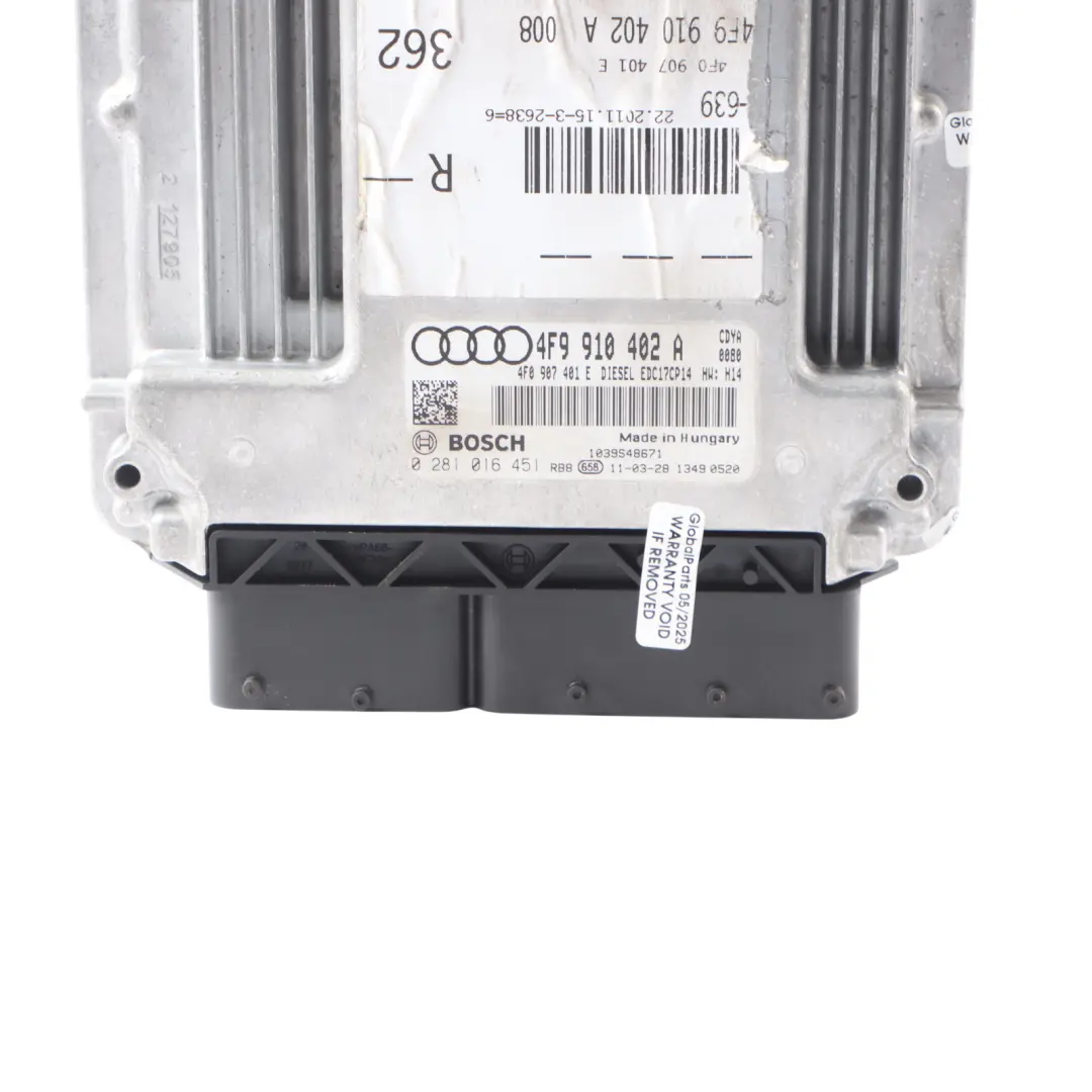 Audi A6 C6 3.0 TDI 240HP CDYA Quattro Engine Module ECU Kit Automatic - SKU 4F9910402A - Part number 4F9910402A