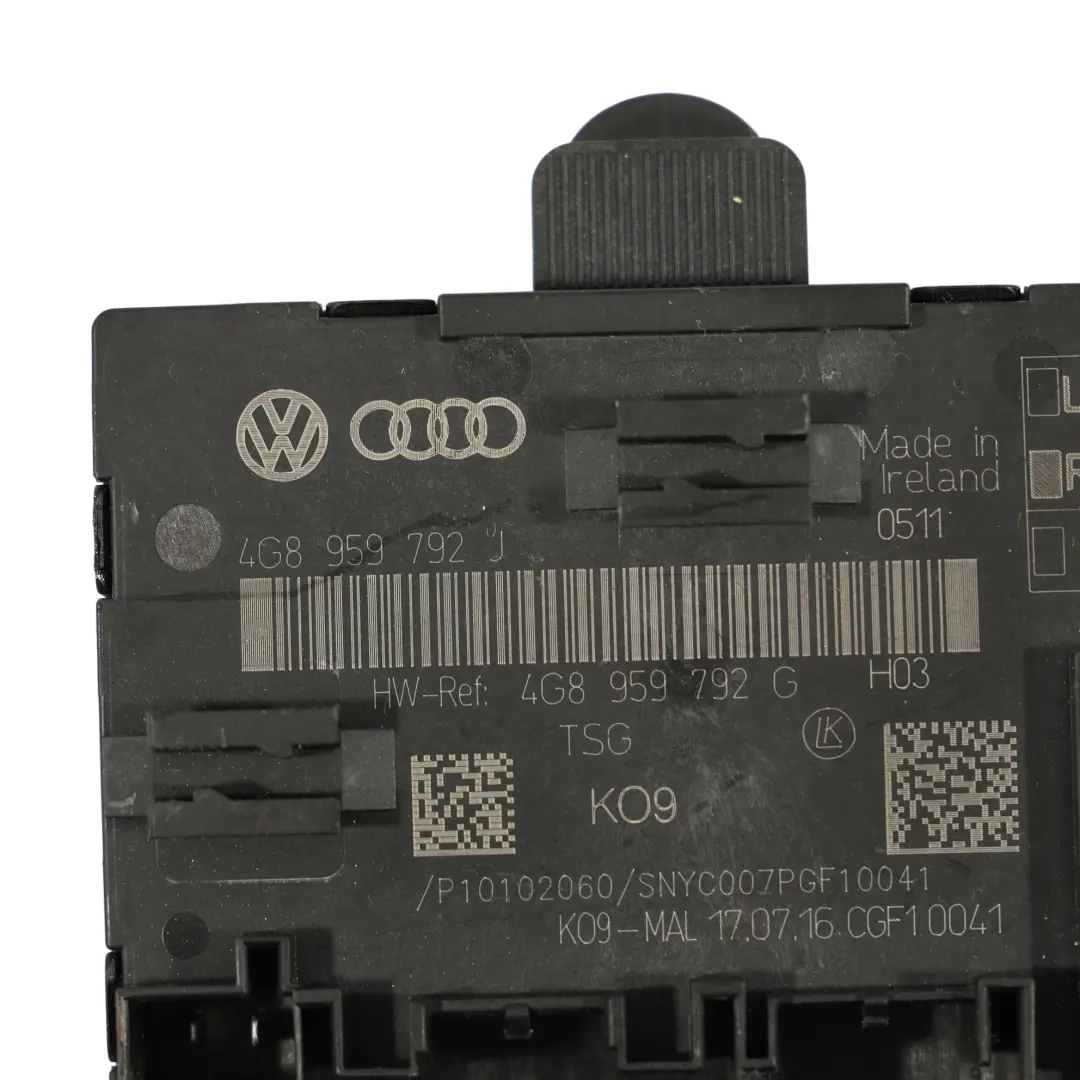 4G8 Door Control Module Front Passenger Side to Audi A7 with Part number 4G8959792J Audi A7 4G8 Door Control Module Front Passenger Side - SKU 4G8959792J - Part number 4G8959792J