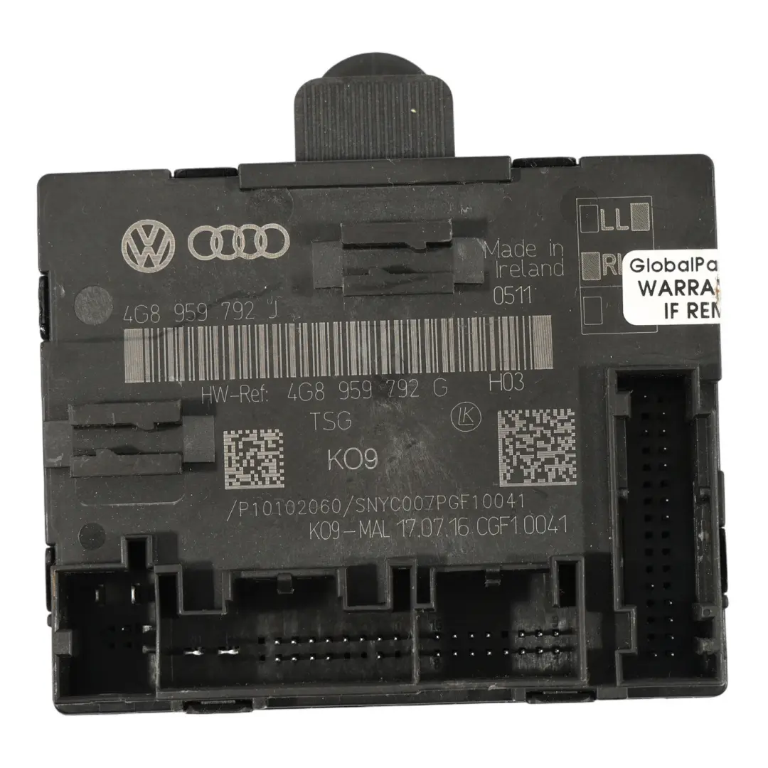 4G8 Tür Steuerungsmodul Beifahrerseite für Audi A7 mit Teilenummer 4G8959792J Audi A7 4G8 Tür Steuerungsmodul Beifahrerseite - SKU 4G8959792J - Teilenummer 4G8959792J