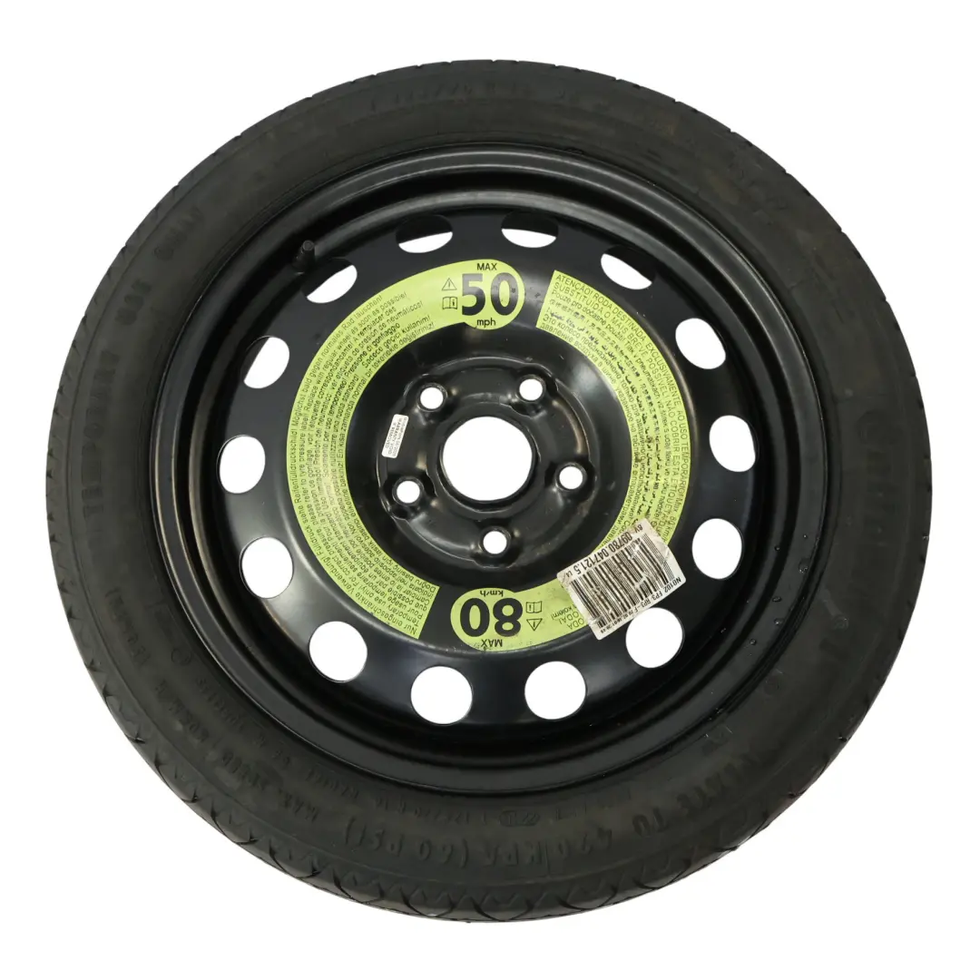 Ruota Di Scorta Acciaio R16 3.5J ET: 25.5 125/70 per VW Golf Mk7 VII con numero di parte 5Q0601027AR VW Golf Mk7 VII Ruota Di Scorta Acciaio R16 3.5J ET: 25.5 125/70 - SKU 5Q0601027AR-1 - Numero di parte 5Q0601027AR