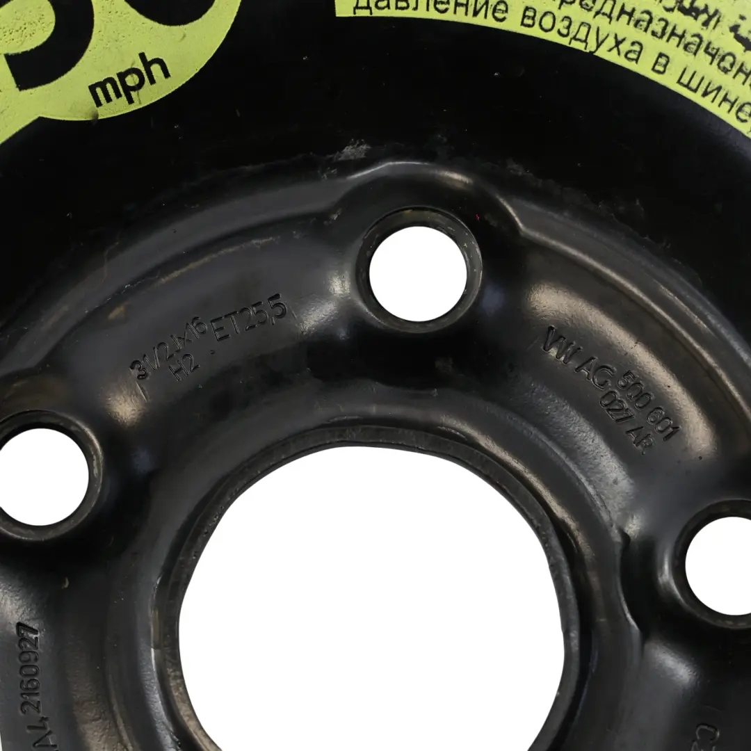 VW Golf Mk7 Ruota Scorta Acciaio R16 Pneumatico 3.5J ET: 25.5 125/70 - SKU 5Q0601027AR-1 - Numero di parte 5Q0601027AR