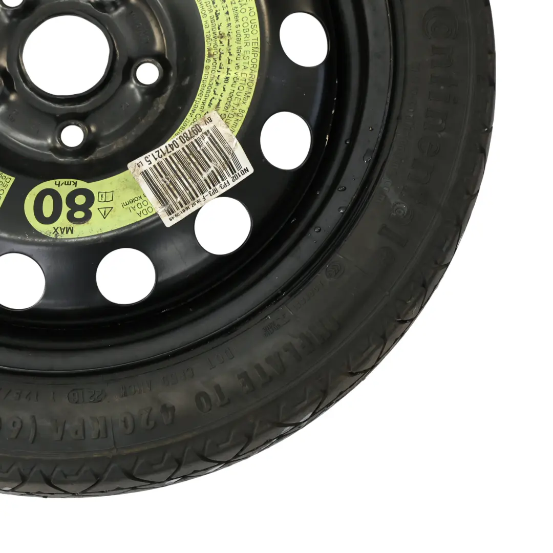 VW Golf Mk7 Ruota Scorta Acciaio R16 Pneumatico 3.5J ET: 25.5 125/70 - SKU 5Q0601027AR-1 - Numero di parte 5Q0601027AR