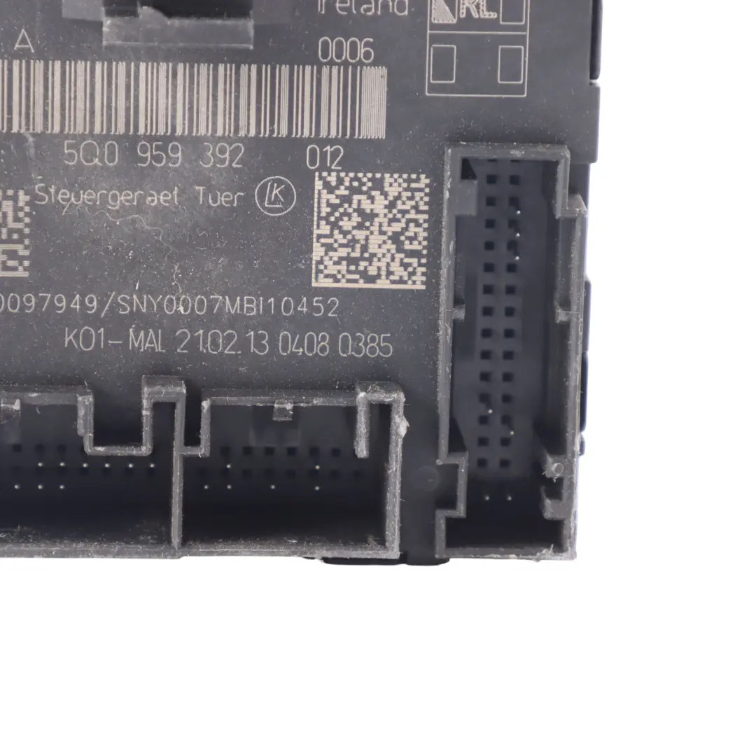Front Door Module Unit ECU Left N/S Passenger Side to Audi A3 8V with Part number 5Q0959392A Audi A3 8V Front Door Module Unit ECU Left N/S Passenger Side - SKU 5Q0959392A - Part number 5Q0959392A