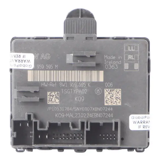 Front Door Module Control Unit Controller Passenger Side to Audi Q2 GA with Part number 5Q0959595M Audi Q2 GA Front Door Module Control Unit Controller Passenger Side - SKU 5Q0959595M - Part number 5Q0959595M