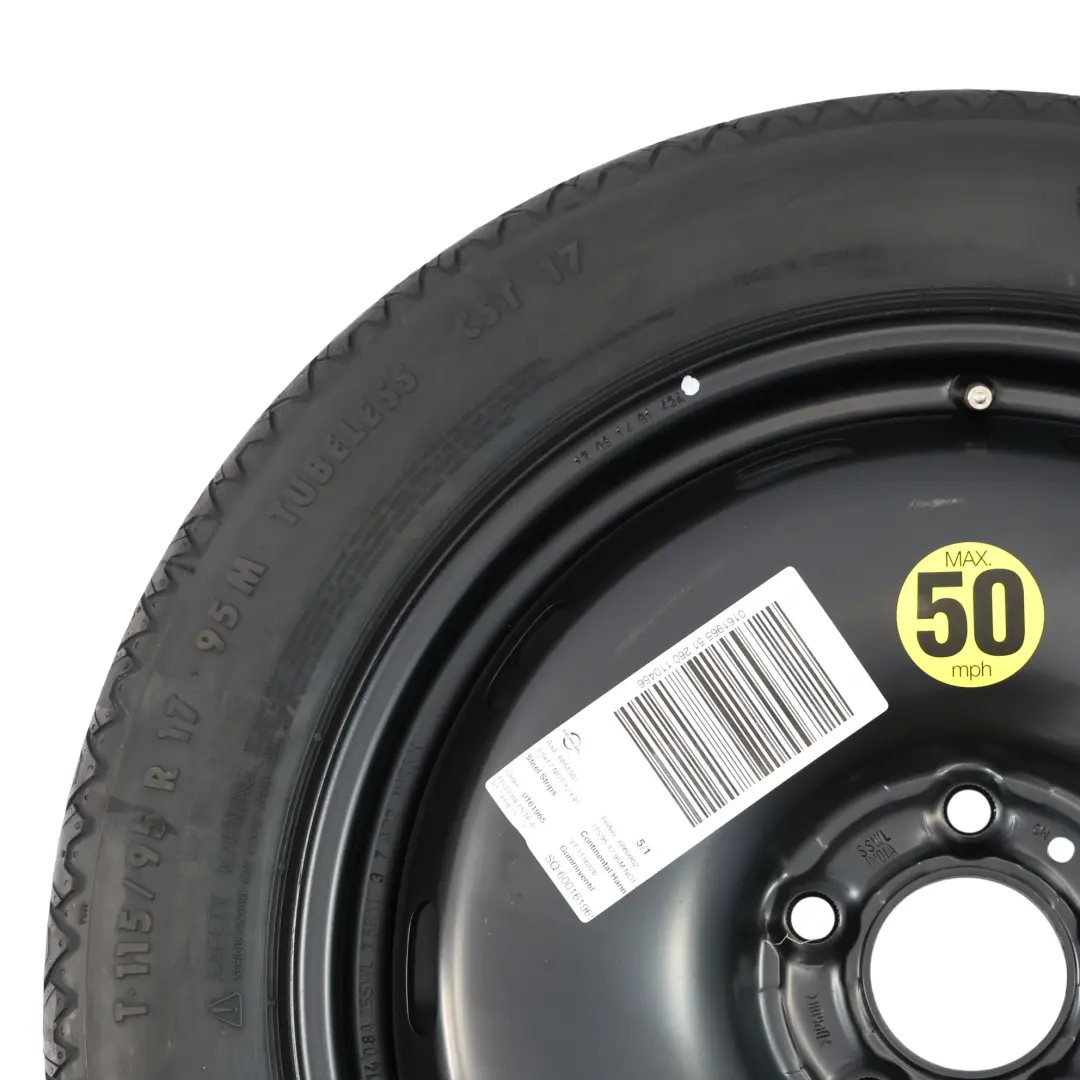 Spare Steel Wheel Tyre 115/95 R17 to BMW F40 F44 F45 F46 with Part number 6851507 BMW F40 F44 F45 F46 Spare Steel Wheel Tyre 115/95 R17 - SKU 6851507 - Part number 6851507