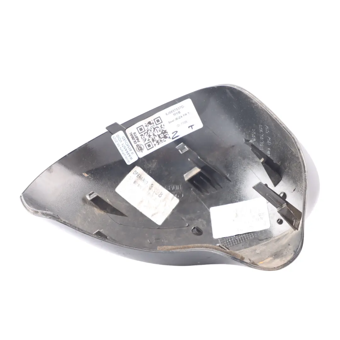 6J Mirror Wing Cap Left N/S Housing Mythical Black Metallic-Y9T to Seat Ibiza with Part number 6J0857537D Seat Ibiza 6J Mirror Wing Cap Left N/S Housing Mythical Black Metallic-Y9T - SKU 6J0857537D-MYB - Part number 6J0857537D