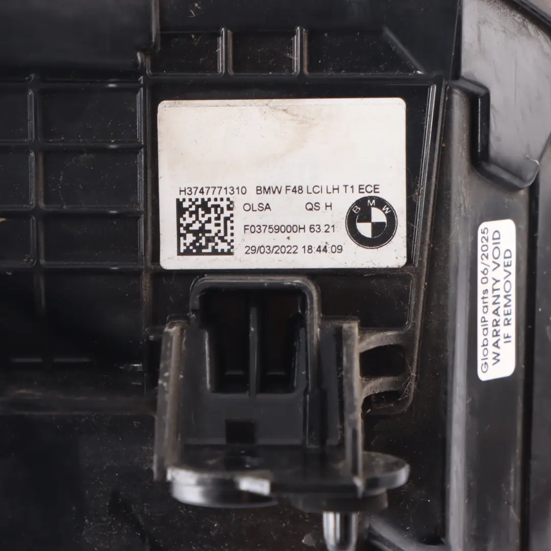 Outer LED Tail Light Lamp Panel Left N/S to BMW F48 LCI Rear with Part number 7477713 BMW F48 LCI Rear Outer LED Tail Light Lamp Panel Left N/S - SKU 7477713 - Part number 7477713