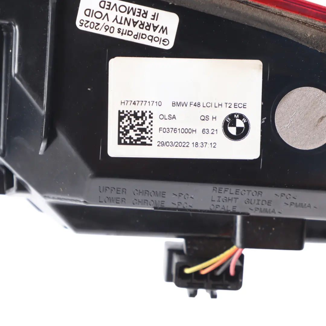 BMW X1 F48 Rear Inner Trunk Hatch Tail Light Lamp Left N/S - SKU 7477717 - Part number 7477717