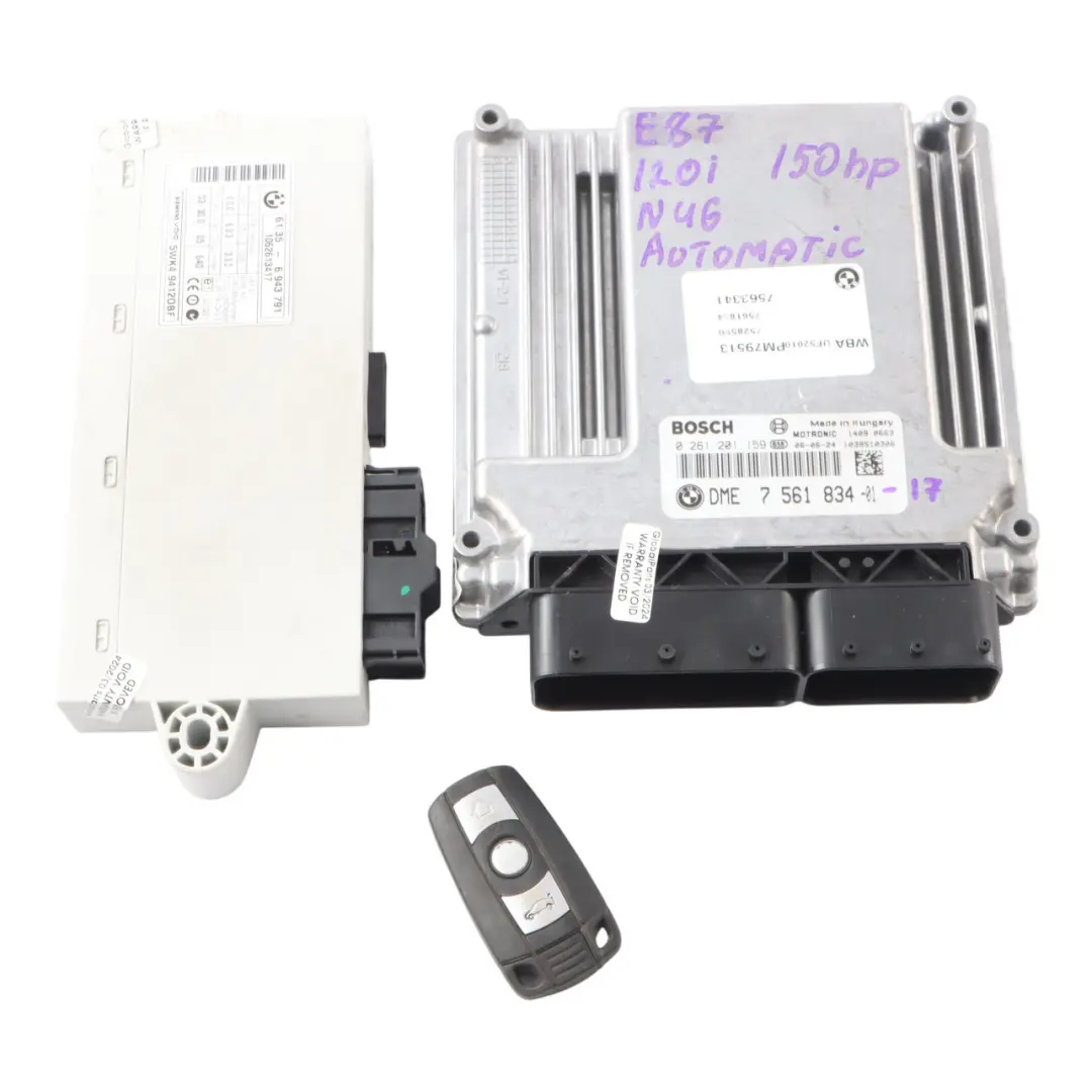 N46 150HP Engine Control ECU Kit DME Automatic to BMW E87 E90 E91 120 320i with Part number 7561834 BMW E87 E90 E91 120 320i N46 150HP Engine Control ECU Kit DME Automatic - SKU 7561834-17 - Part number 7561834